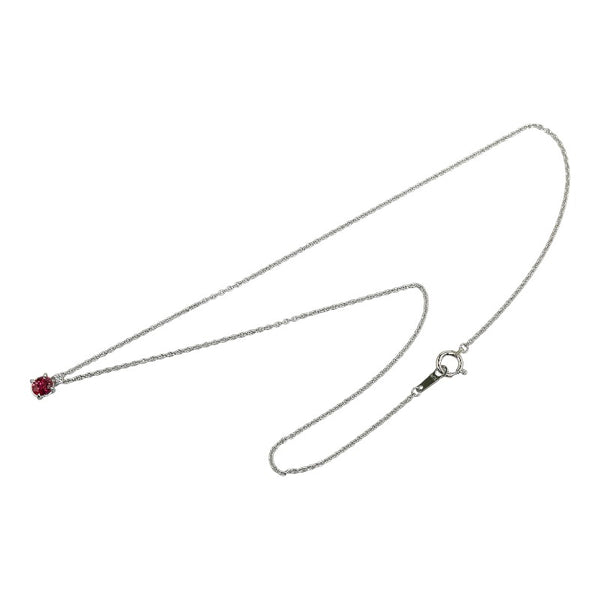 Pt900 プラチナ Pt850 プラチナ ルビー0.43ct ダイヤ0.02ct ネックレス レディース 【中古】