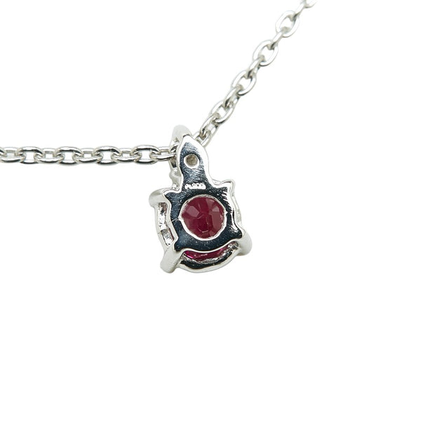 Pt900 プラチナ Pt850 プラチナ ルビー0.43ct ダイヤ0.02ct ネックレス レディース 【中古】