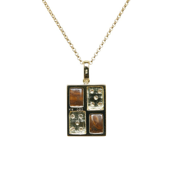 K18YG イエローゴールド ボルダーオパール ダイヤ0.20ct プレート ネックレス レディース 【中古】