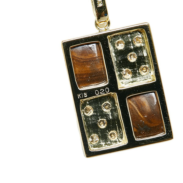 K18YG イエローゴールド ボルダーオパール ダイヤ0.20ct プレート ネックレス レディース 【中古】
