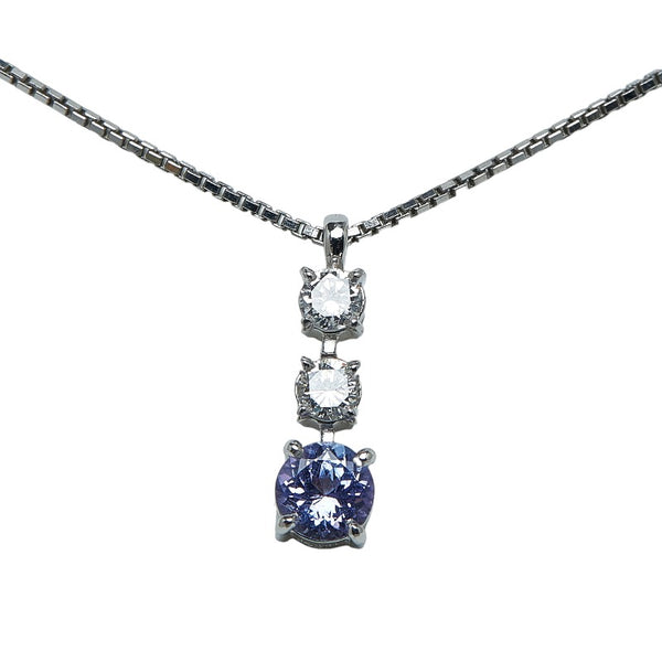Pt900 プラチナ Pt850 プラチナ タンザナイト0.48ct ダイヤ0.25ct ペンダントネックレス ネックレス レディース 【中古】