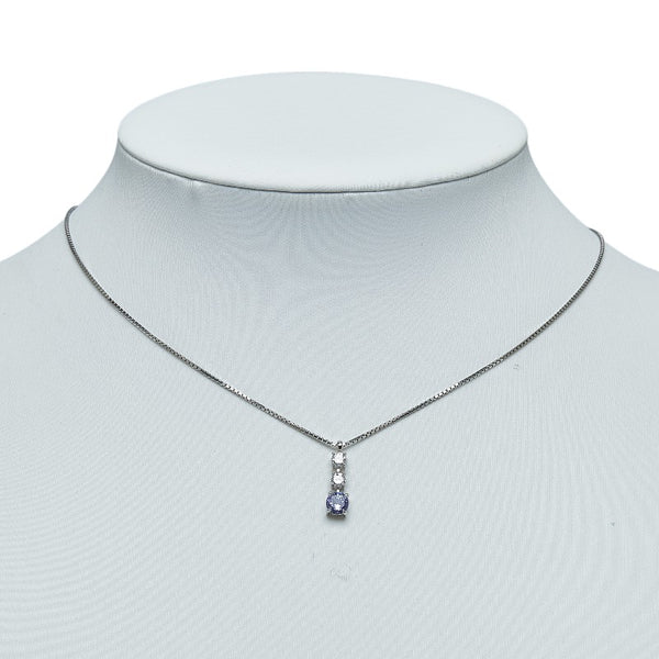Pt900 プラチナ Pt850 プラチナ タンザナイト0.48ct ダイヤ0.25ct ペンダントネックレス ネックレス レディース 【中古】