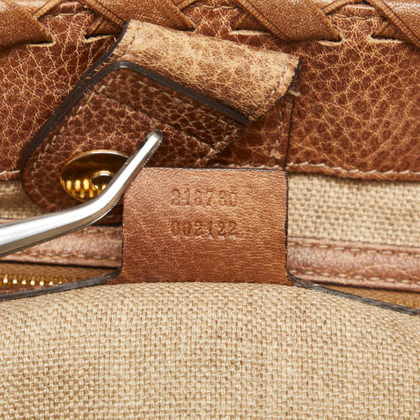 グッチ GGキャンバス バンブータッセル ショルダーバッグ トートバッグ 218780 ベージュ ブラウン キャンバス レザー レディース GUCCI 【中古】