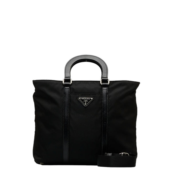 プラダ 三角ロゴプレート ハンドバッグ ショルダーバッグ 2WAY ブラック ナイロン レディース PRADA 【中古】