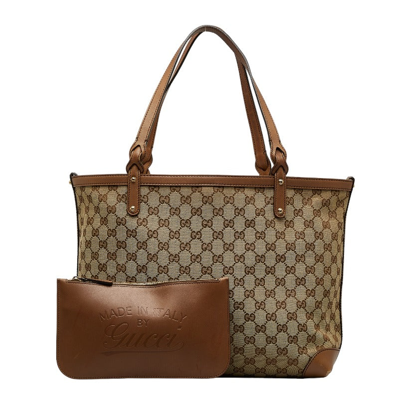 グッチ GGキャンバス トートバッグ ショルダーバッグ 247209 ベージュ キャンバス レザー レディース GUCCI 【中古】