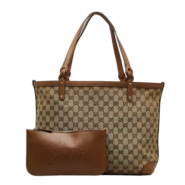 グッチ GGキャンバス トートバッグ ショルダーバッグ 247209 ベージュ キャンバス レザー レディース GUCCI 【中古】