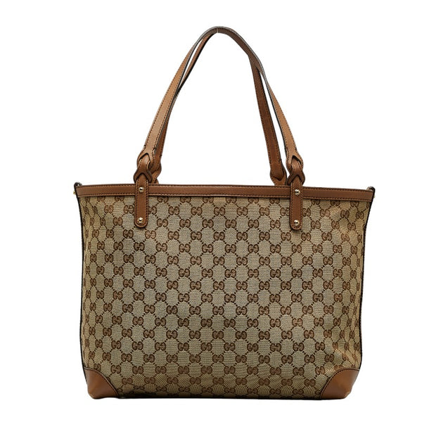 グッチ GGキャンバス トートバッグ ショルダーバッグ 247209 ベージュ キャンバス レザー レディース GUCCI 【中古】