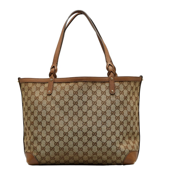 グッチ GGキャンバス トートバッグ ショルダーバッグ 247209 ベージュ キャンバス レザー レディース GUCCI 【中古】