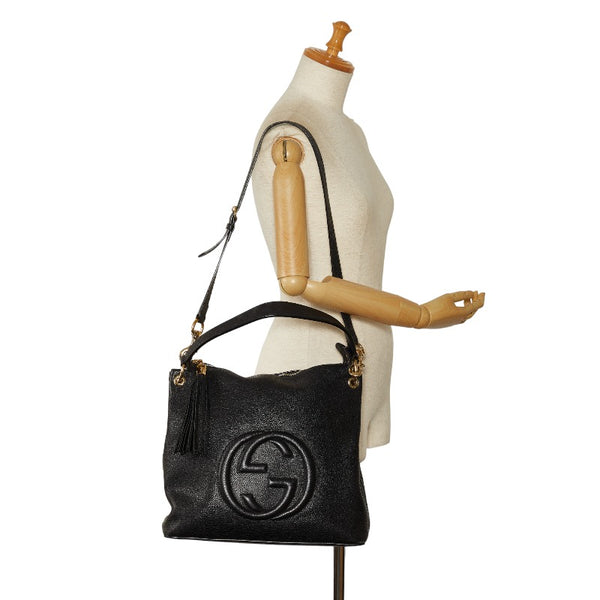 グッチ ソーホー タッセル ショルダーバッグ ハンドバッグ 2WAY 408825 ブラック レザー レディース GUCCI 【中古】