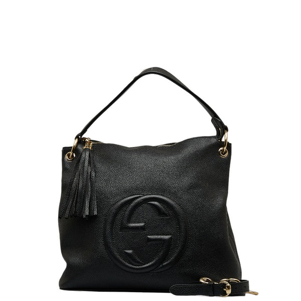 グッチ ソーホー タッセル ショルダーバッグ ハンドバッグ 2WAY 408825 ブラック レザー レディース GUCCI 【中古】