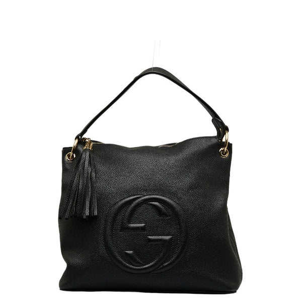 グッチ ソーホー タッセル ショルダーバッグ ハンドバッグ 2WAY 408825 ブラック レザー レディース GUCCI 【中古】