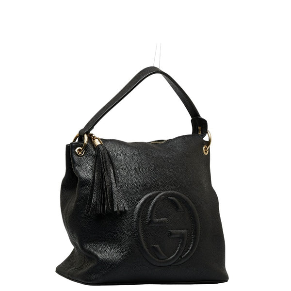 グッチ ソーホー タッセル ショルダーバッグ ハンドバッグ 2WAY 408825 ブラック レザー レディース GUCCI 【中古】