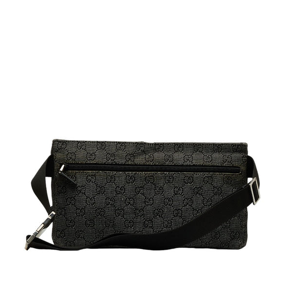 グッチ GGデニム ボディバッグ ウエストバッグ 28566 ブラック デニム レザー レディース GUCCI 【中古】