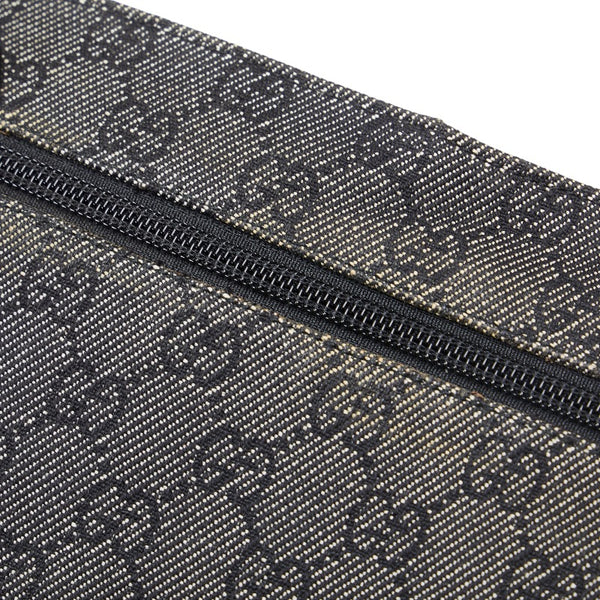 グッチ GGデニム ボディバッグ ウエストバッグ 28566 ブラック デニム レザー レディース GUCCI 【中古】