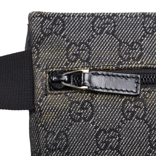 グッチ GGデニム ボディバッグ ウエストバッグ 28566 ブラック デニム レザー レディース GUCCI 【中古】