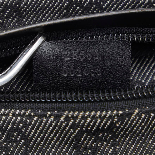グッチ GGデニム ボディバッグ ウエストバッグ 28566 ブラック デニム レザー レディース GUCCI 【中古】