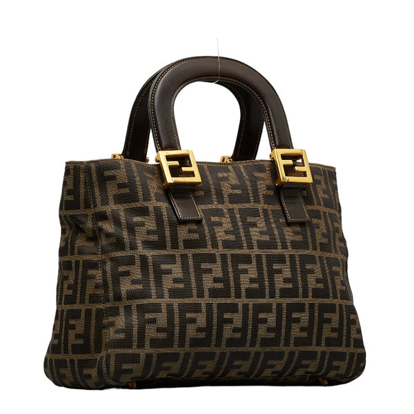 フェンディ ズッカ ハンドバッグ ブラウン キャンバス レザー レディース FENDI 【中古】