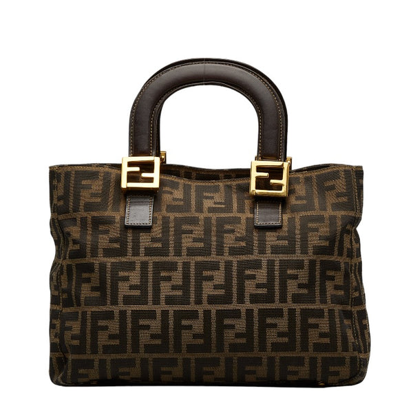 フェンディ ズッカ ハンドバッグ ブラウン キャンバス レザー レディース FENDI 【中古】