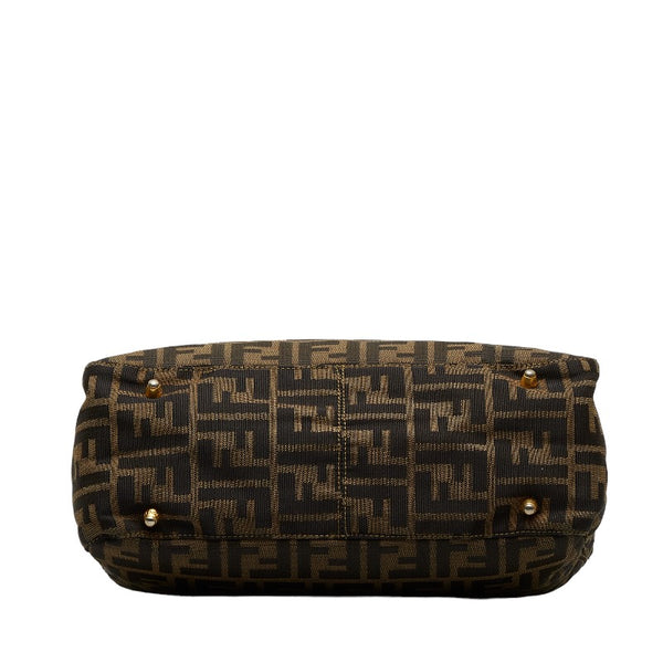 フェンディ ズッカ ハンドバッグ ブラウン キャンバス レザー レディース FENDI 【中古】