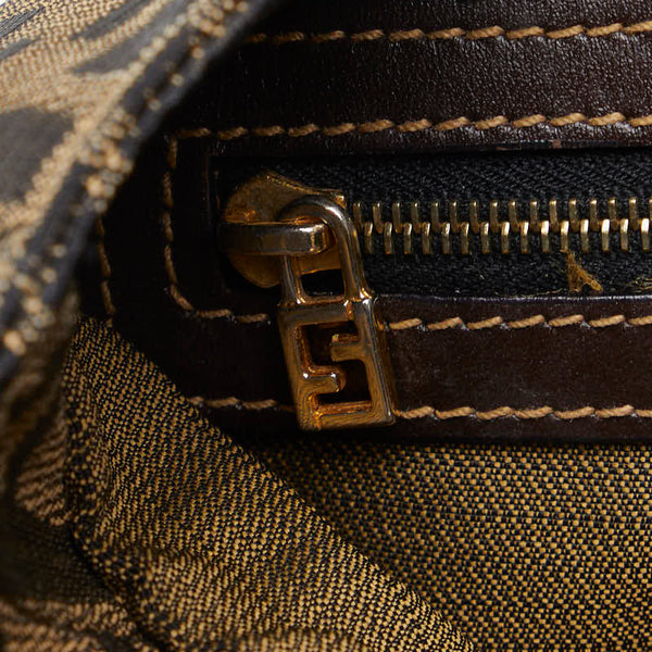 フェンディ ズッカ ハンドバッグ ブラウン キャンバス レザー レディース FENDI 【中古】