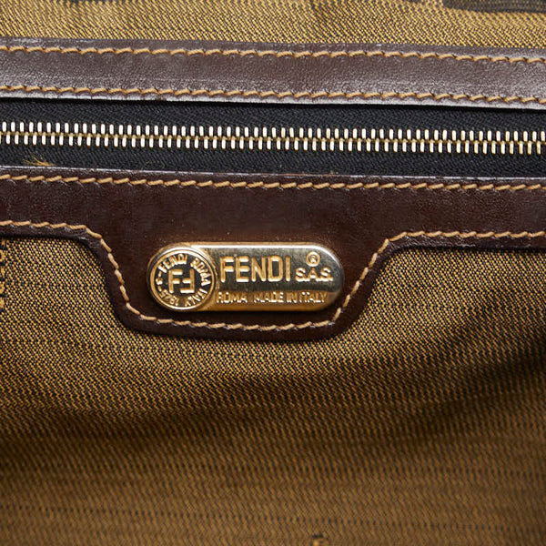 フェンディ ズッカ ハンドバッグ ブラウン キャンバス レザー レディース FENDI 【中古】