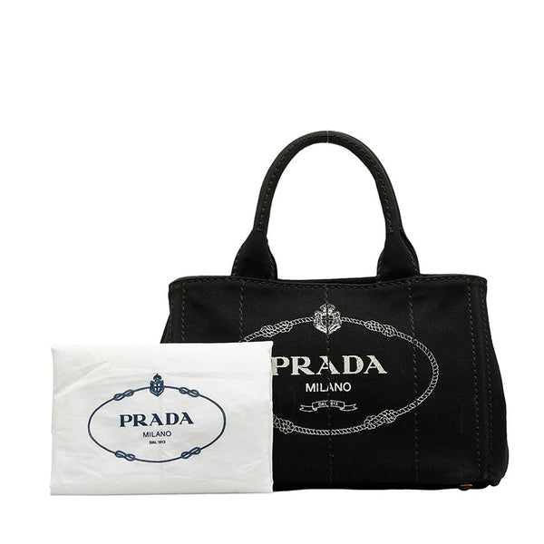 プラダ カナパSS トートバッグ ブラック キャンバス レディース PRADA 【中古】