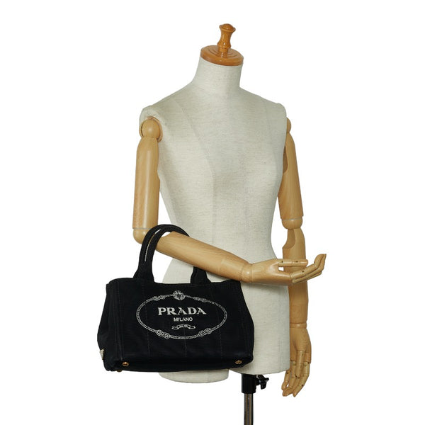 プラダ カナパSS トートバッグ ブラック キャンバス レディース PRADA 【中古】