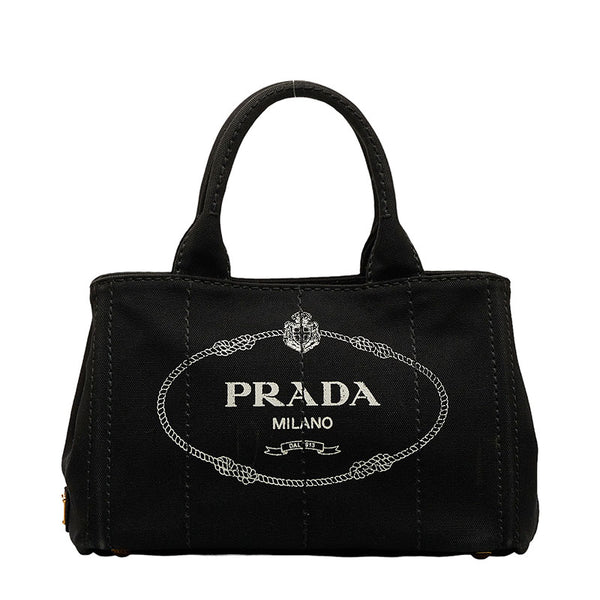 プラダ カナパSS トートバッグ ブラック キャンバス レディース PRADA 【中古】