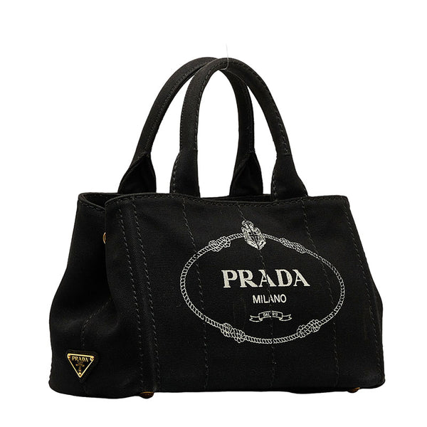 プラダ カナパSS トートバッグ ブラック キャンバス レディース PRADA 【中古】