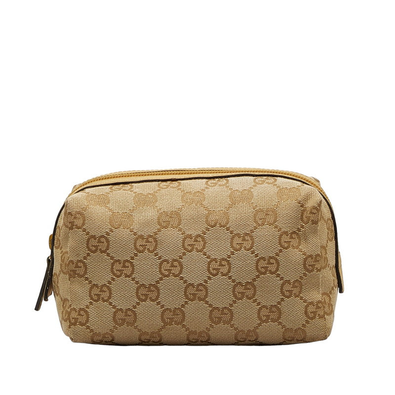 グッチ GGキャンバス ポーチ 29595 ベージュ キャンバス レザー レディース GUCCI 【中古】