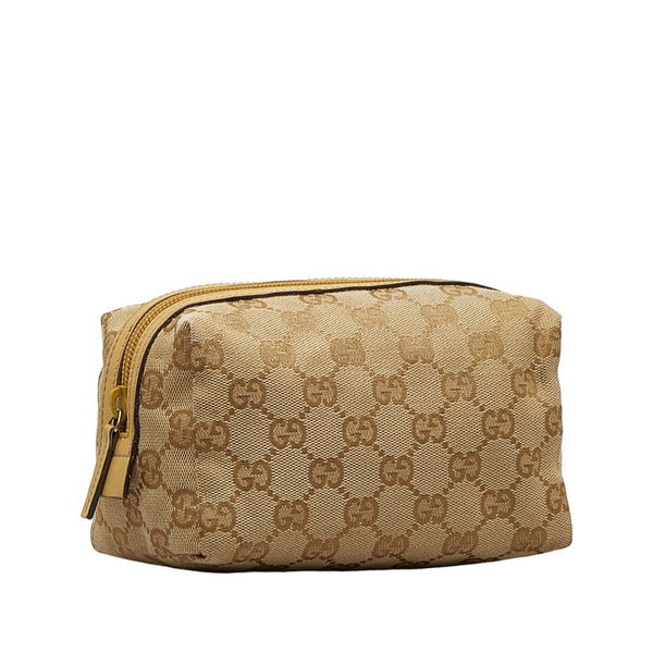 グッチ GGキャンバス ポーチ 29595 ベージュ キャンバス レザー レディース GUCCI 【中古】