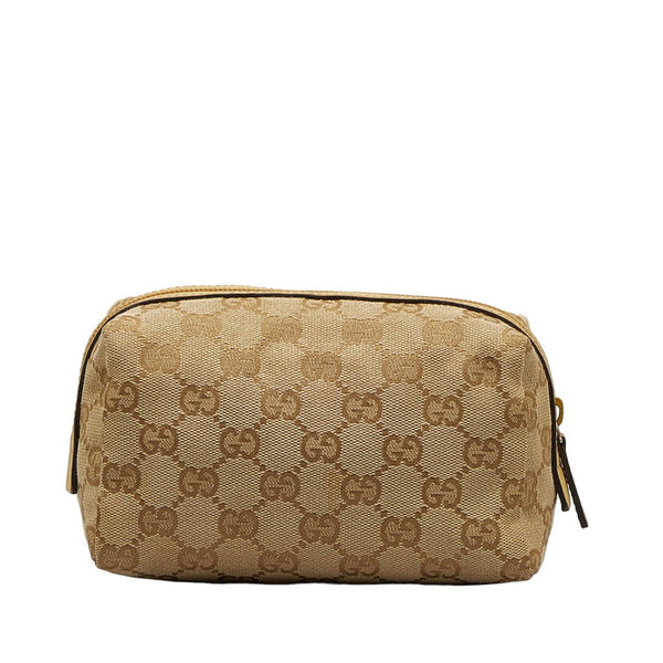 グッチ GGキャンバス ポーチ 29595 ベージュ キャンバス レザー レディース GUCCI 【中古】