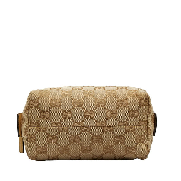 グッチ GGキャンバス ポーチ 29595 ベージュ キャンバス レザー レディース GUCCI 【中古】