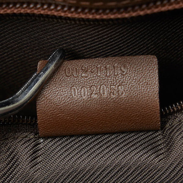 グッチ GGキャンバス ハンドバッグ トートバッグ 002 1119 ベージュ ブラウン キャンバス レザー レディース GUCCI 【中古】