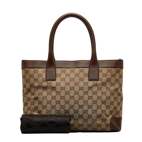 グッチ GGキャンバス ハンドバッグ トートバッグ 002 1119 ベージュ ブラウン キャンバス レザー レディース GUCCI 【中古】