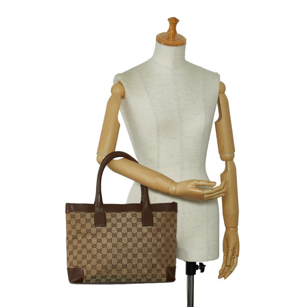 グッチ GGキャンバス ハンドバッグ トートバッグ 002 1119 ベージュ ブラウン キャンバス レザー レディース GUCCI 【中古】