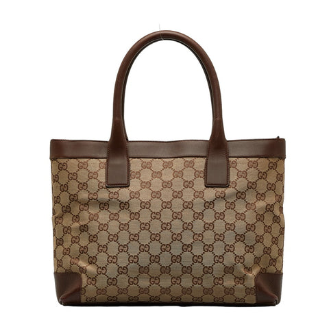 グッチ GGキャンバス ハンドバッグ トートバッグ 002 1119 ベージュ ブラウン キャンバス レザー レディース GUCCI 【中古】