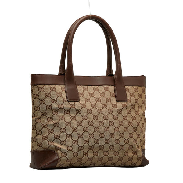 グッチ GGキャンバス ハンドバッグ トートバッグ 002 1119 ベージュ ブラウン キャンバス レザー レディース GUCCI 【中古】