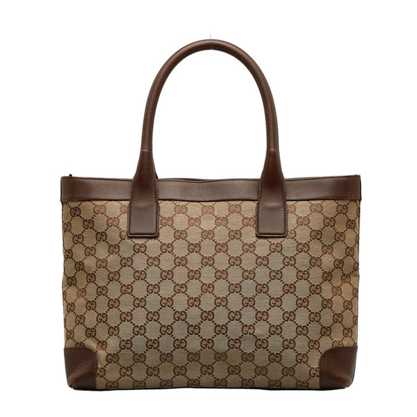 グッチ GGキャンバス ハンドバッグ トートバッグ 002 1119 ベージュ ブラウン キャンバス レザー レディース GUCCI 【中古】