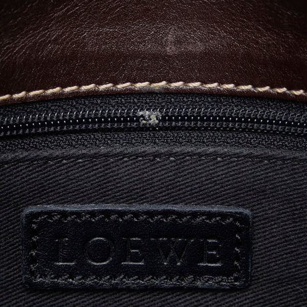 ロエベ アナグラム 斜め掛け ショルダーバッグ  インディゴブルー ブラウン デニム キャンバス レザー レディース LOEWE 【中古】