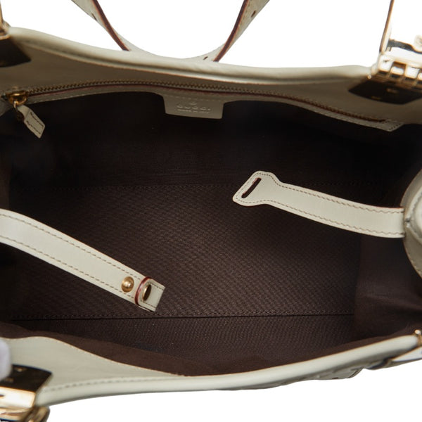 グッチ ホースビット ハンドバッグ トートバッグ 145761 ホワイト レザー レディース GUCCI 【中古】