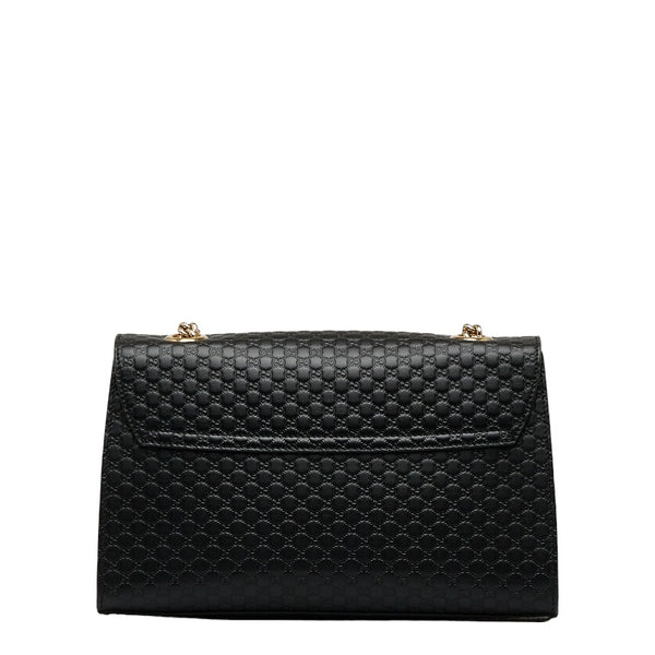 グッチ マイクロGGシマ エミリー ホースビット チェーン ショルダーバッグ 449635 ブラック レザー レディース GUCCI 【中古】