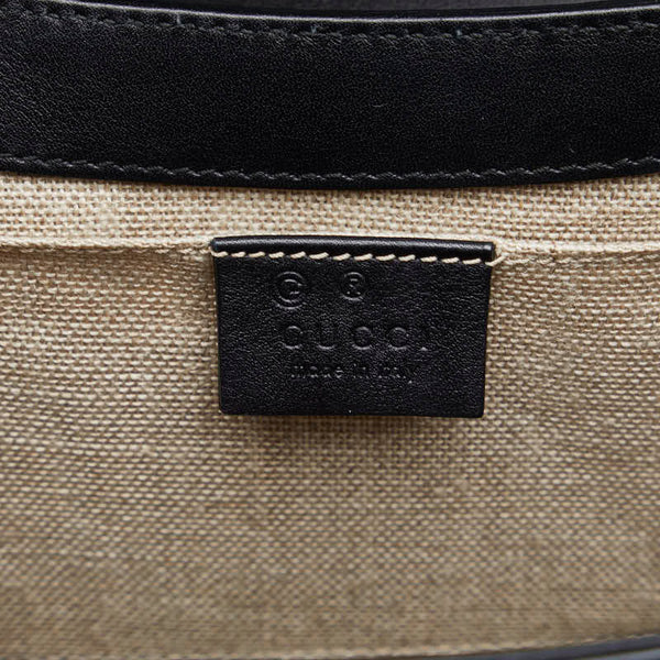 グッチ マイクロGGシマ エミリー ホースビット チェーン ショルダーバッグ 449635 ブラック レザー レディース GUCCI 【中古】