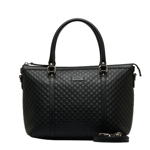 グッチ マイクログッチシマ ハンドバッグ ショルダーバッグ 2WAY 449656 ブラック レザー レディース GUCCI 【中古】