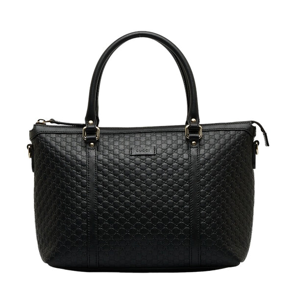 グッチ マイクログッチシマ ハンドバッグ ショルダーバッグ 2WAY 449656 ブラック レザー レディース GUCCI 【中古】