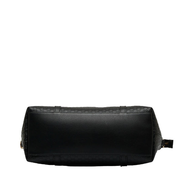 グッチ マイクログッチシマ ハンドバッグ ショルダーバッグ 2WAY 449656 ブラック レザー レディース GUCCI 【中古】