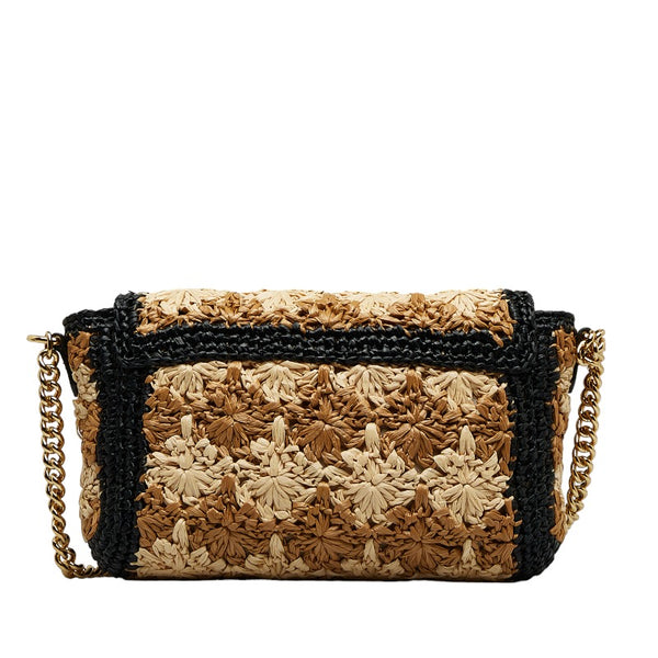 グッチ GGマーモント 斜め掛け チェーン ショルダーバッグ 574433 ベージュ マルチカラー ラフィア レザー レディース GUCCI 【中古】