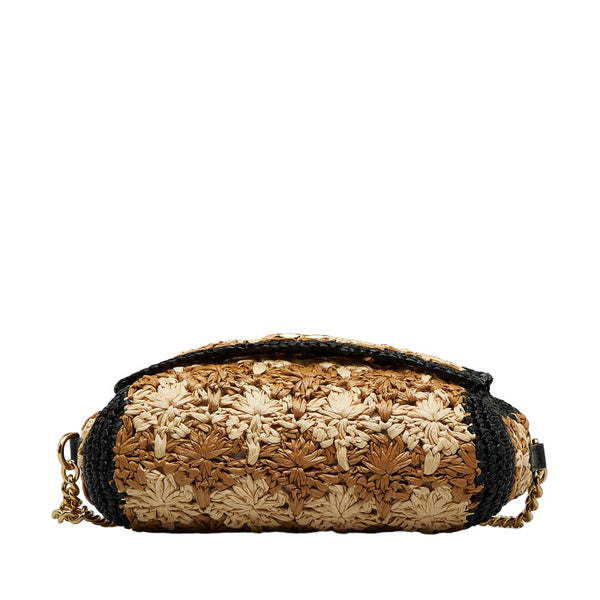 グッチ GGマーモント 斜め掛け チェーン ショルダーバッグ 574433 ベージュ マルチカラー ラフィア レザー レディース GUCCI 【中古】