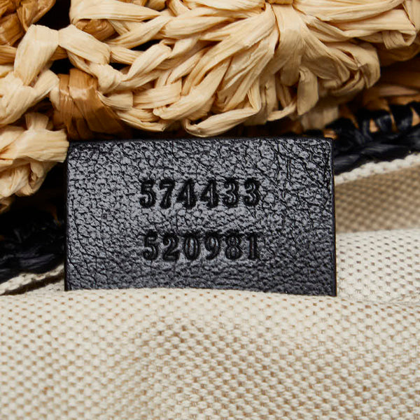 グッチ GGマーモント 斜め掛け チェーン ショルダーバッグ 574433 ベージュ マルチカラー ラフィア レザー レディース GUCCI 【中古】