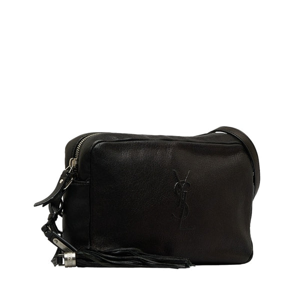 サンローラン モノグラム YSL 斜め掛け ショルダーバッグ ブラック レザー レディース SAINT LAURENT 【中古】